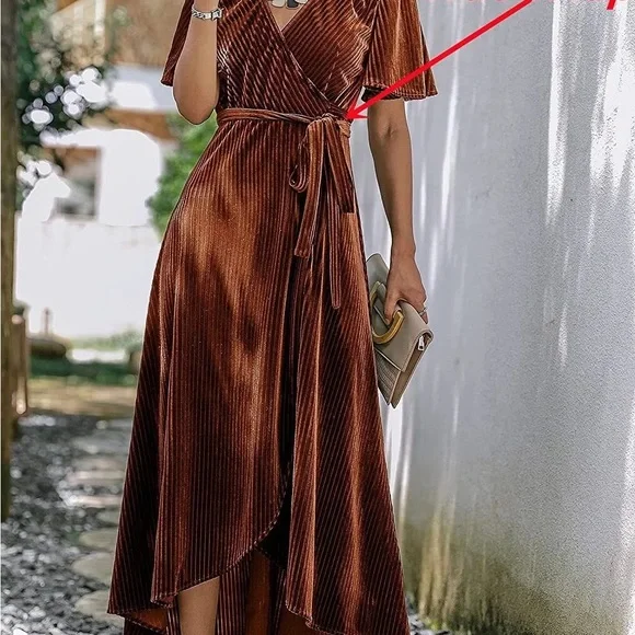 Simplee beautiful copper midi wrap dress - Picture 3 of 9